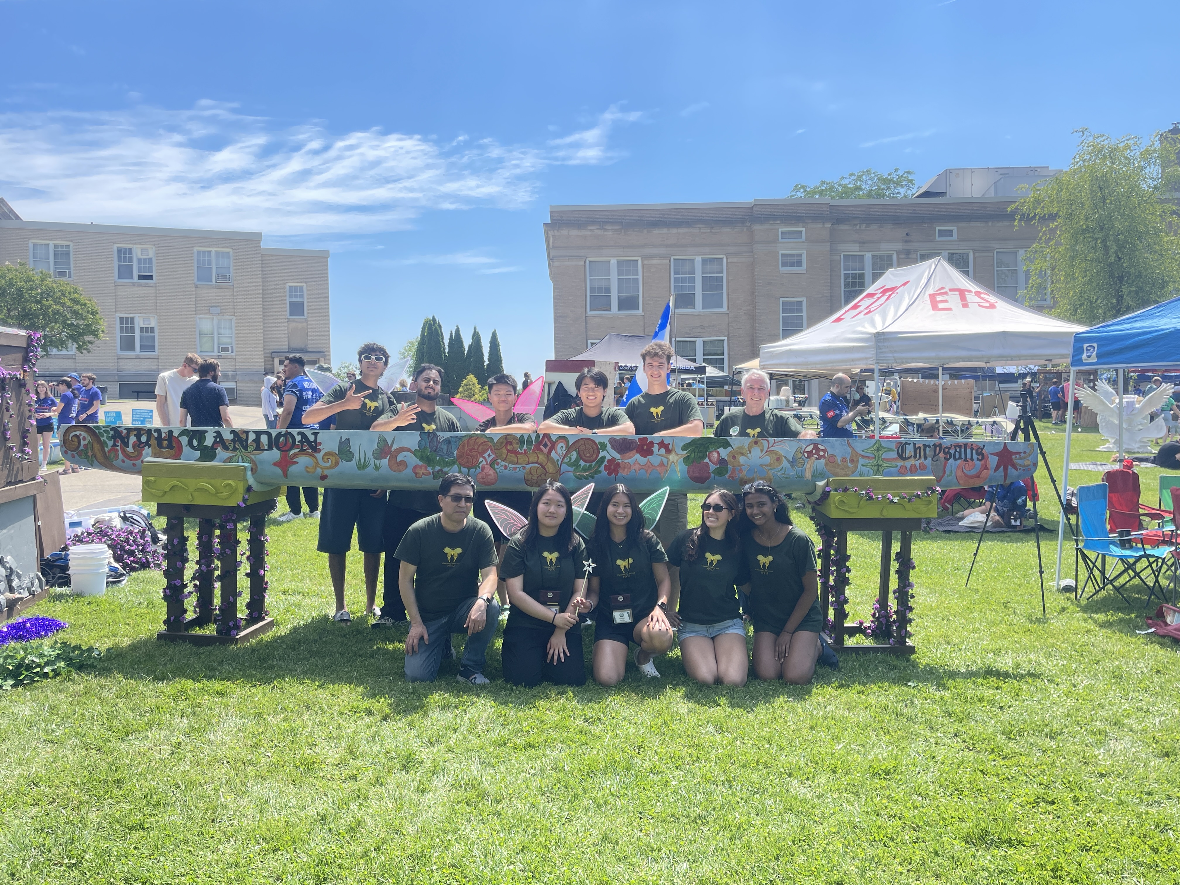 NYU Concrete Canoe team gathered with Chrysalis at the 2026 competition
